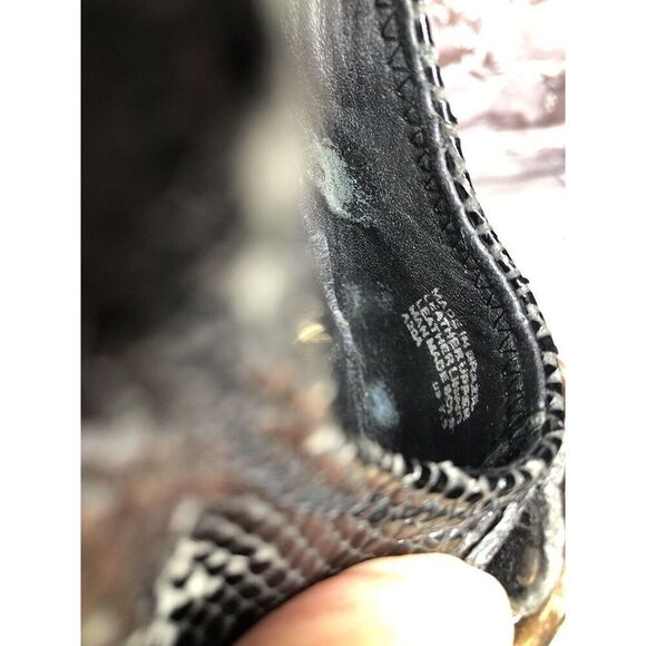 Tory Burch Reva Gold Logo Black Leather Snake Skin Ballet Flats Women Sz 7.5M US - Picture 9 of 16